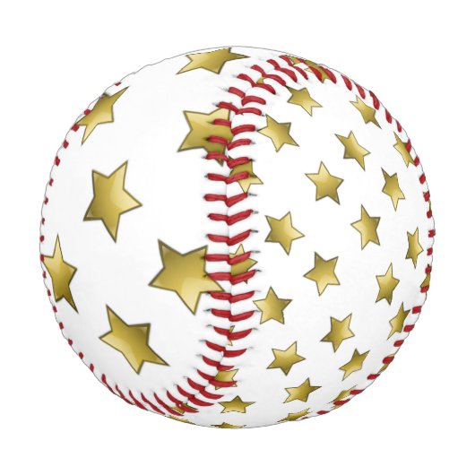 Balle De Baseball Élégant or étoiles motif blanc (Angle)