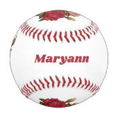 Balle De Baseball Élégant rose rose Roses Floral Custom (Devant)