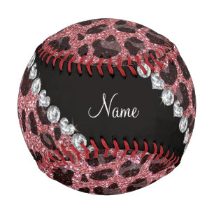 Balle De Baseball Empreinte de léopard de parties scintillant rose p