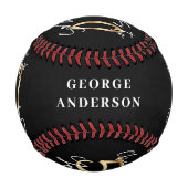 Balle De Baseball encourage à 50 ans moderne noir et or (Dos)