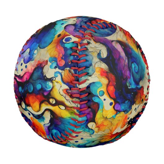 Balle De Baseball Encre liquide colorée Abstraction (Angle)