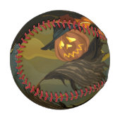 Balle De Baseball Épouvantail de chat noir et citrouille (Devant Gauche)