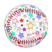 Balle De Baseball Étoiles colorées blanches (Devant Gauche)