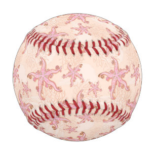 Balle De Baseball Étoiles de mer et corail motif pastel rose