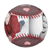 Balle De Baseball Famille 2 Photo Collage Cuir Imprimer Fête des Pèr (Devant)