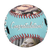 Balle De Baseball Félicitations Grad Mint Blue 2 Photo Graduation (Dos)