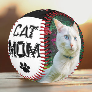 Balle De Baseball Fête des Mères Chat Maman 2 Photos Monogramme Pers