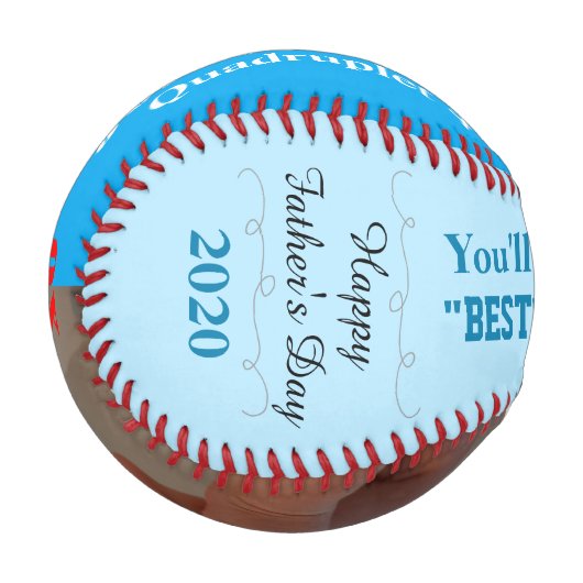 Balle De Baseball Fête des pères Boy Quadruplet Blue Photo Baseball (Devant Gauche)