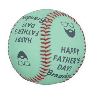 Balle De Baseball fête des pères heureuse de nom personnalisé turquo