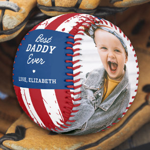 Balle De Baseball Fête des pères patriotique DADDY Drapeau américain