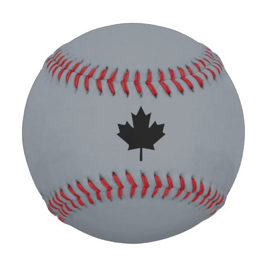 Balle De Baseball Feuille d'érable noire canadienne gris (Devant)
