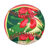 Balle De Baseball Feuilles tropicaux et fleurs (Devant)