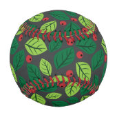 Balle De Baseball Feuilles verts, Berries Rouges, Motif Des Feuilles (Dos)