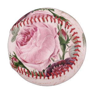 Balle De Baseball Fille Rose de baseball Fleur rose Vintage