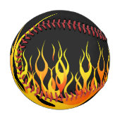 Balle De Baseball Flames de course classique cool sur noir (Devant Gauche)