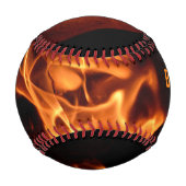 Balle De Baseball Flammes à chaud avec initiales (Devant)
