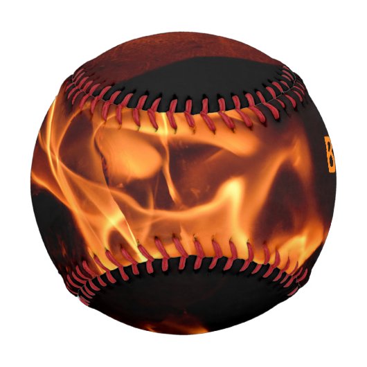 Balle De Baseball Flammes à chaud avec initiales (Devant)