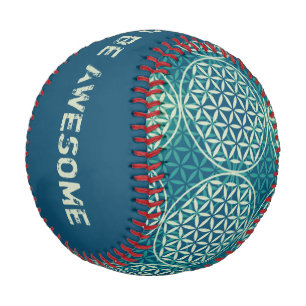 Balle De Baseball Fleur de vie - motif de timbre - bleu cyan