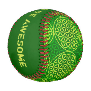 Balle De Baseball Fleur de vie - motif de timbre - vert