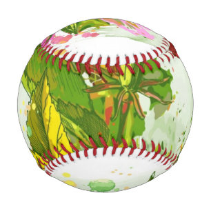 Balle De Baseball Fleur d'Hibiscus - aquarelle