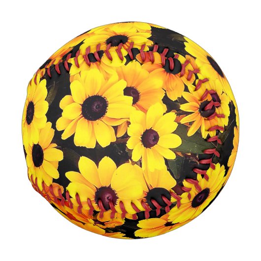 Balle De Baseball Fleur jaune et noire (Devant Droite)
