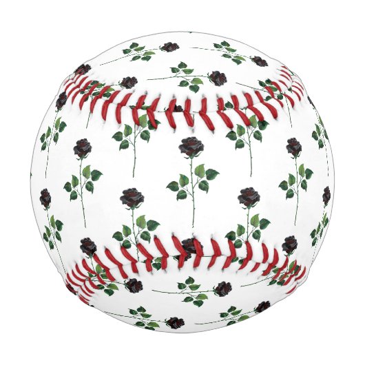 Balle De Baseball Fleur rose noire (Devant)