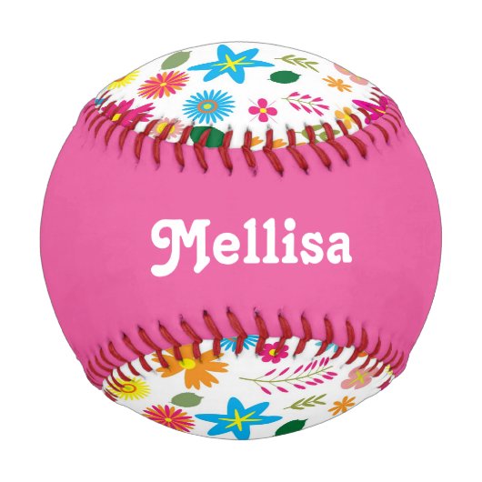 Balle De Baseball Fleurs colorées Girl Custom Baseball (Devant)