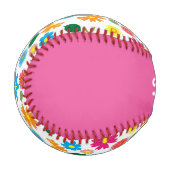 Balle De Baseball Fleurs colorées Girl Custom Baseball (Devant Gauche)