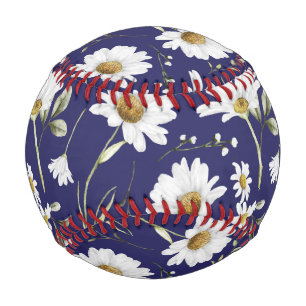 Balle De Baseball Fleurs d'aquarelle blanche