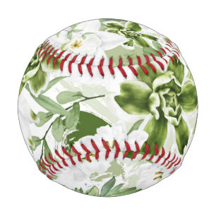 Balle De Baseball Fleurs d'aquarelle blanche 2