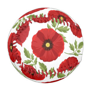 Balle De Baseball Fleurs d'été joyeuses floraison de pavot