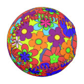 Balle De Baseball Fleurs Hippy Retro (Devant Gauche)