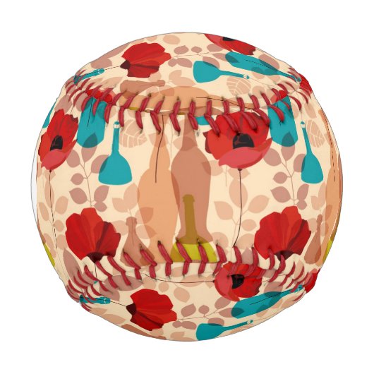 Balle De Baseball Fleurs, vases et bouteilles motif (Devant)