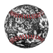 Balle De Baseball Florale d'antiquité monochrome avec papillons (Dos)