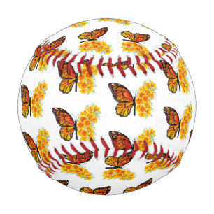 Balle De Baseball Flower Butterfly with Yellow California Poppy