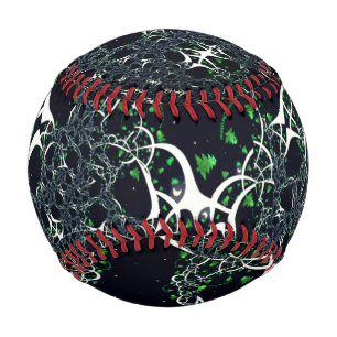 Balle De Baseball Fracale blanche imparfaite sur l'espace noir, tric