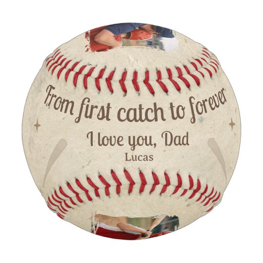 Balle De Baseball From First Catch to Forever 2 Photo Dad Gift  (Dos)