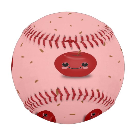 Balle De Baseball Fruit kawaii aux pommes rouges (Devant)
