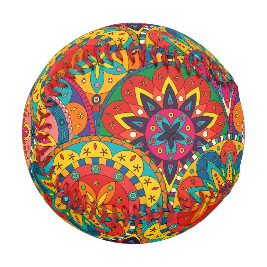 Balle De Baseball Funky Retro couleur Motif Mandala (Devant Gauche)