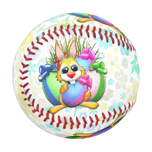 Balle De Baseball Funny Bunny biting an Easter Egg (Devant Gauche)