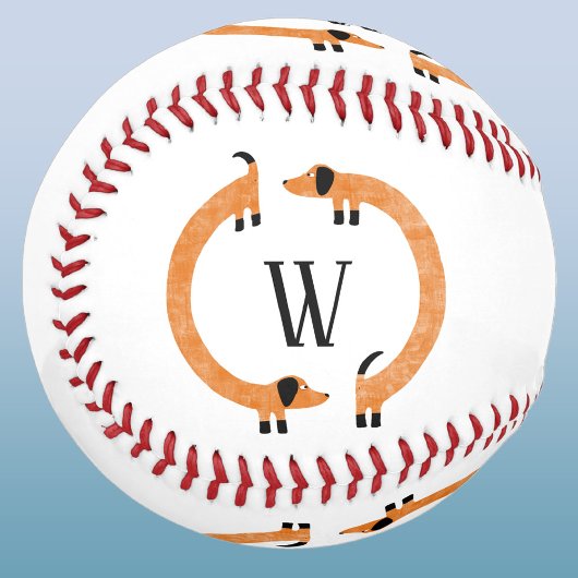 Balle De Baseball Funny Dachshund Wiener Sausage Dog Monogram