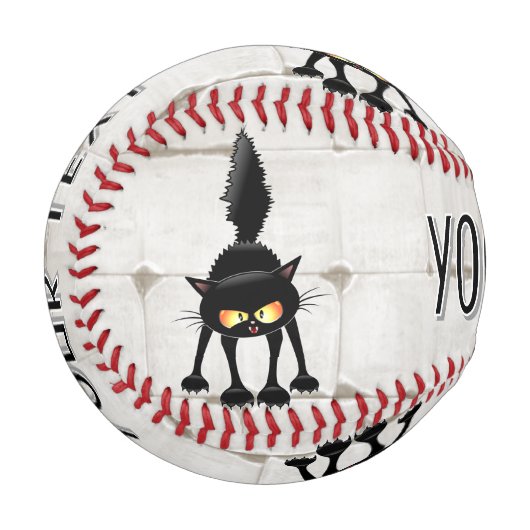 Balle De Baseball Funny Fierce Black Cat Cartoon  (Devant Gauche)