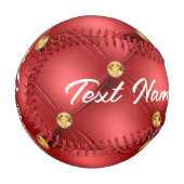 Balle De Baseball Gold Red Diamond Tufted Leather Nom du texte Baseb (Devant Gauche)