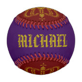 Balle De Baseball Golden Royal Crown + votre backgr. & idées (Dos)