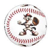 Balle De Baseball Goofy Cat Baseball Pitcher Winup Ajouter un texte (Devant Gauche)