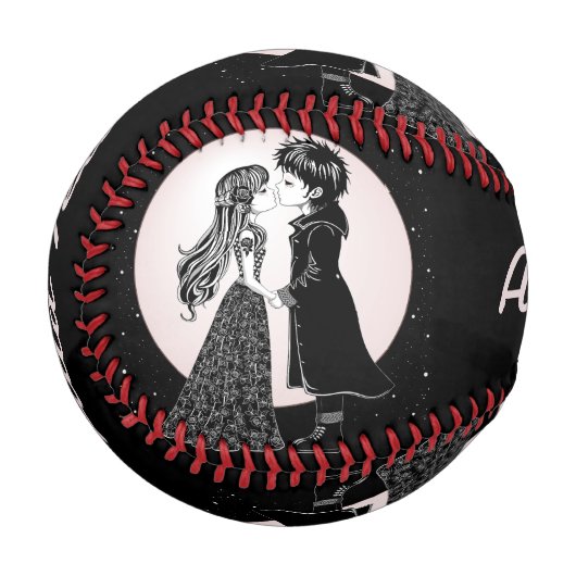 Balle De Baseball Gothique Emo Enfants Kiss Valentine's Day (Devant Gauche)