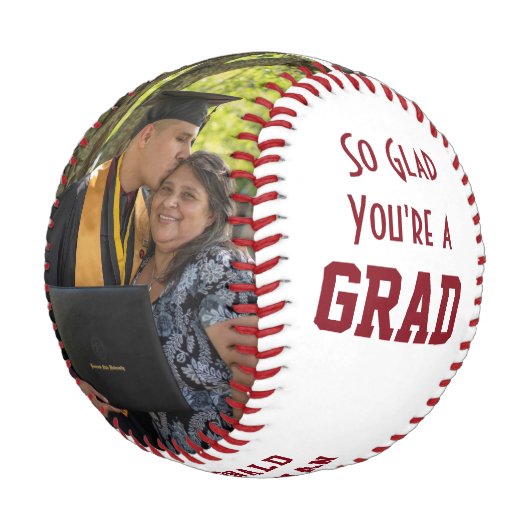 Balle De Baseball Graduate GLAD GRAD Photo Monogramme Graduation (Angle)