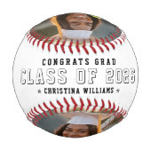 Balle De Baseball Graduation Class Of Photo Congrats Grad White (Dos)