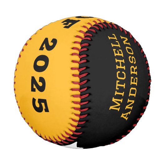 Balle De Baseball Graduation personnalisée Jaune moderne (Angle)