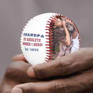 Balle De Baseball Grand-père Numéro 1 Héros Personnalisé 2 Photo
